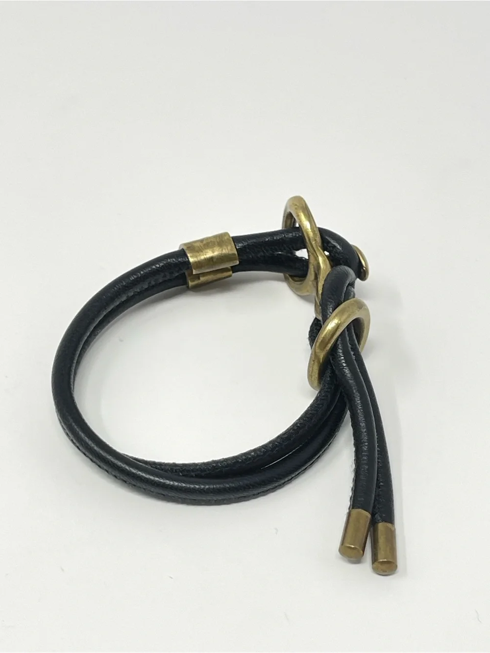 New Anthropologie x Giles Brothers Round Leather Wrap Bracelet Black